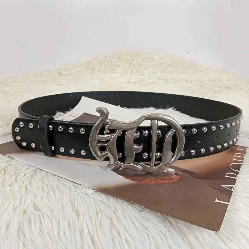 Neutral denim belt for men chrome plated CH Gothic accessories y ner heartshaped punk rivet women 250410