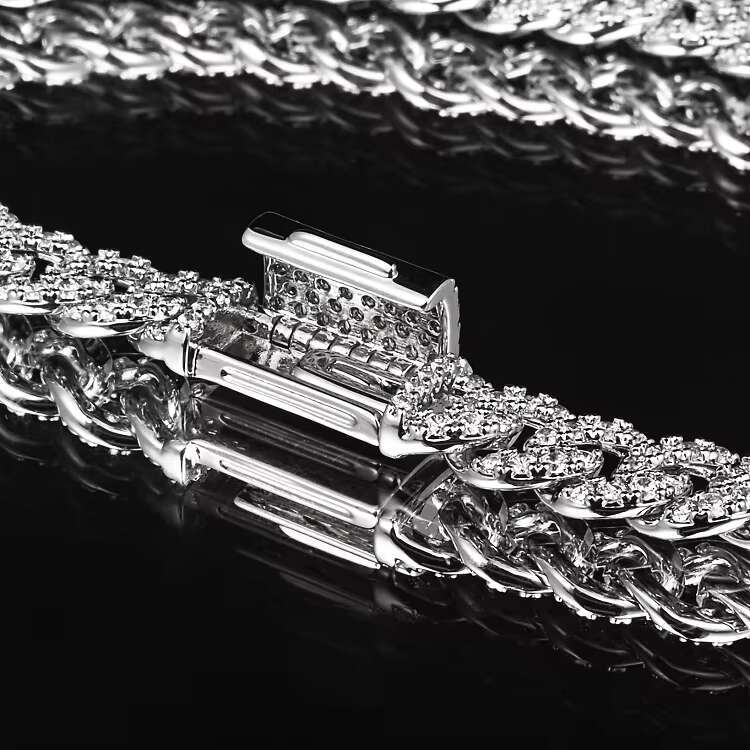 Rap singer jewelry 6mm sterg sier Miami Cuban chain ice zirconia hip-hop bracelet gold-plated master