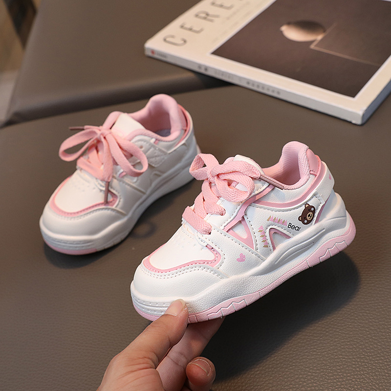 Kid Cute Bear Sport Board Shoes Children Anti Slip Sneakers Enfant Little Toddler Shoes Umshop Boy PU Leather Girl Casual Shoes Sizes 21 - 30 U0162