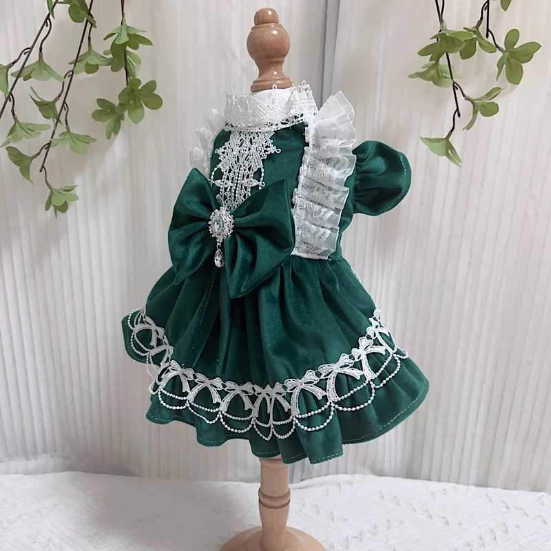 Retro Green Velvet Pet Dog Clothes Fashion Classic Handmade Bow Princess Dresses For Small Medium Dog Chihuahua Dogs Clothing J251110