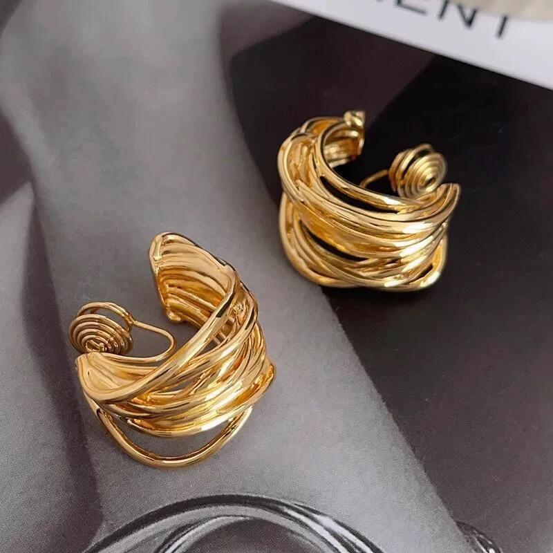 Chunky Gold/Sier For Women Trendy Knot K Geometry Drop Dangle Statement Stud Earrings Fashion Jewelry Gift TY