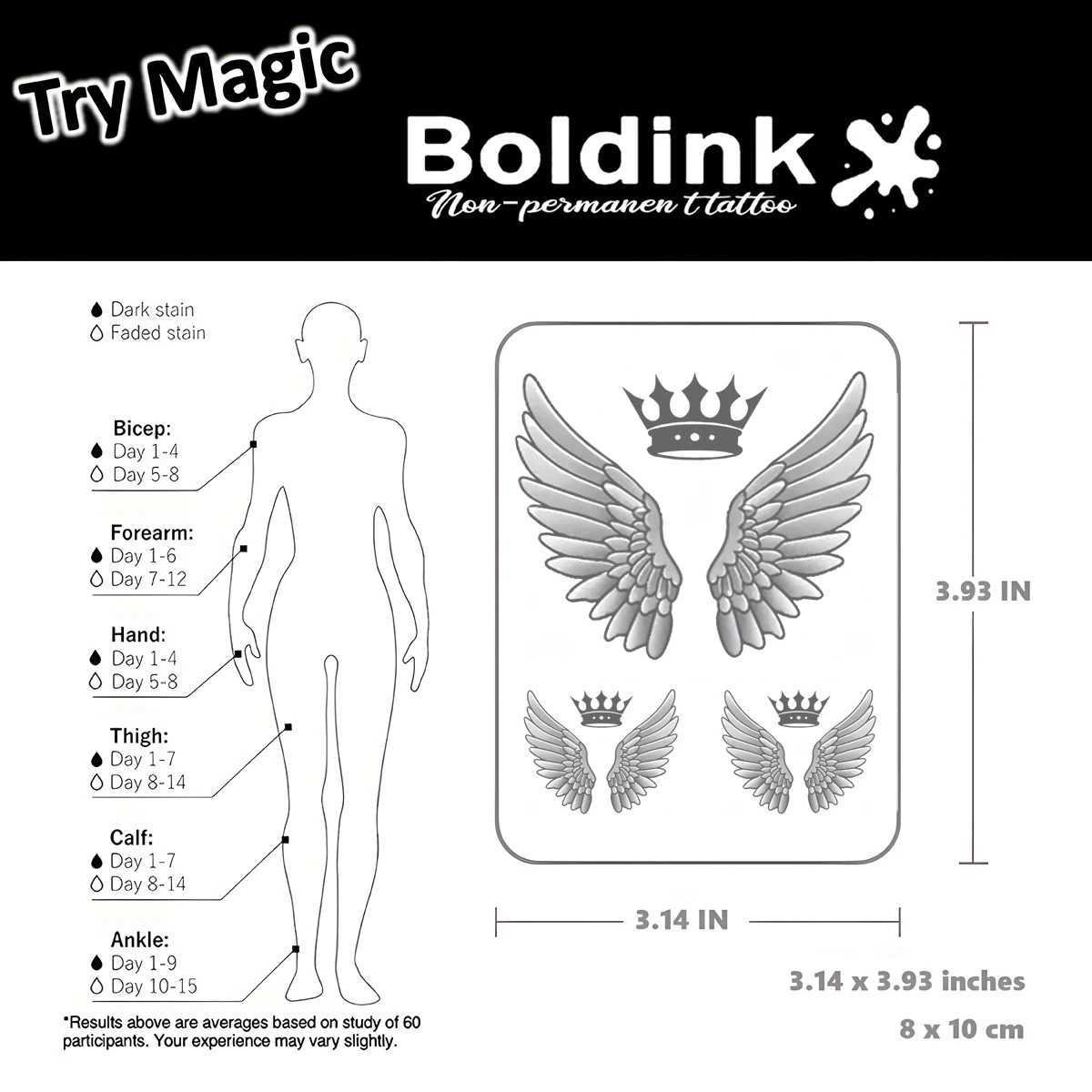 Wings temporary tattoo lasting for 15 days with new technology waterproof semi permanent sticker. W250410
