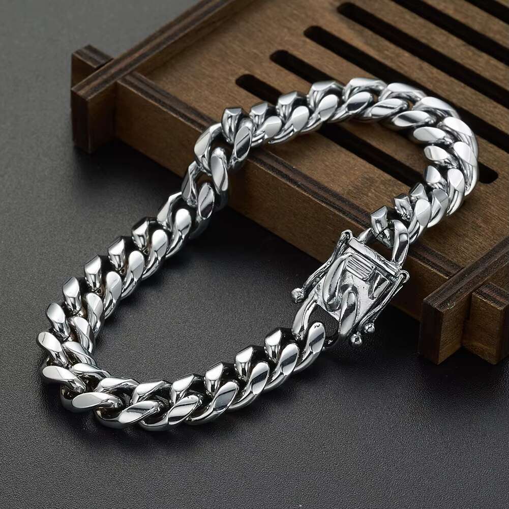 Hot Sale 925 Sterling Silver Material Miami Cuban Link Chains 9mm 13mm 15mm Cuban Necklace S925 Jewelry Luxury High-end Jewelry