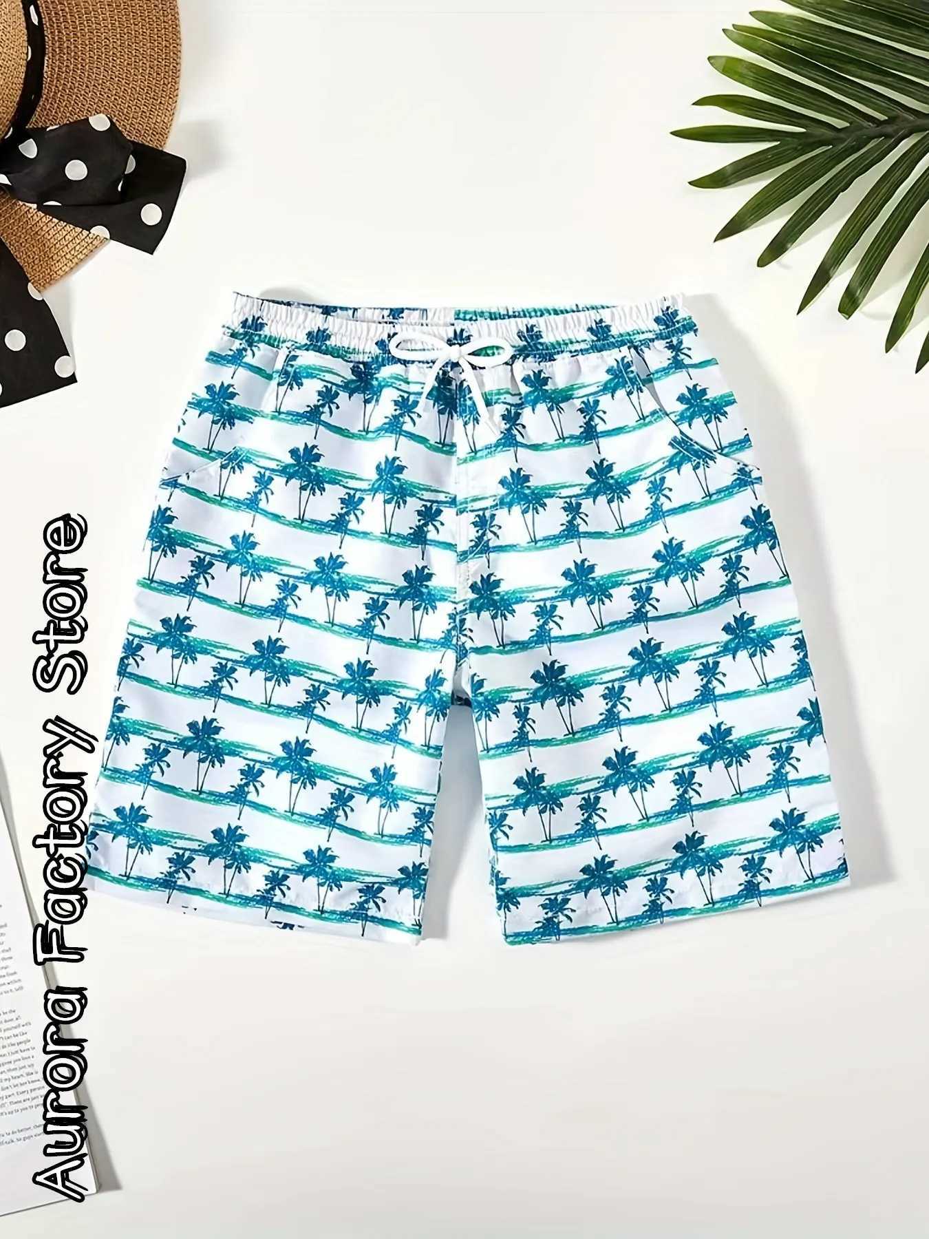 Summer Mens Fashion Shorts 3D Color Coconut Tree Printed Clothing for Boys and Childrens Leisure Hawaii Vacation Shorts Mens Fashion Beach Shorts X250