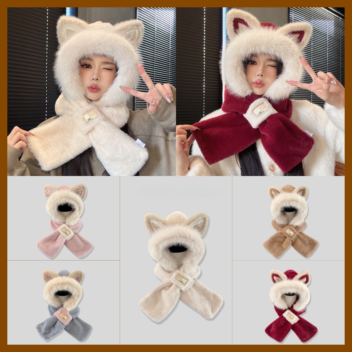 Y2K designer beanie bonnet designer winter hat hats designers women bonnet luxe Fox ear hat winter scarf and neck warmer Cute warm fleece-lined and th