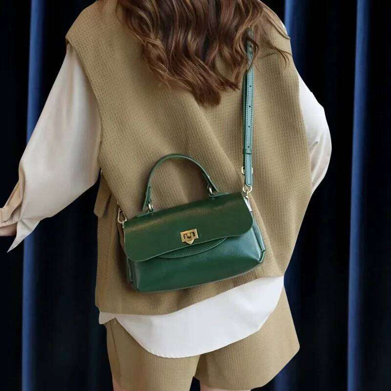 Genuine Leather Top Handle Handbag Women Korean Popular Office Ladies Saddle Bag Designer Luxury Shoulder Bags For Woman Suotong1110