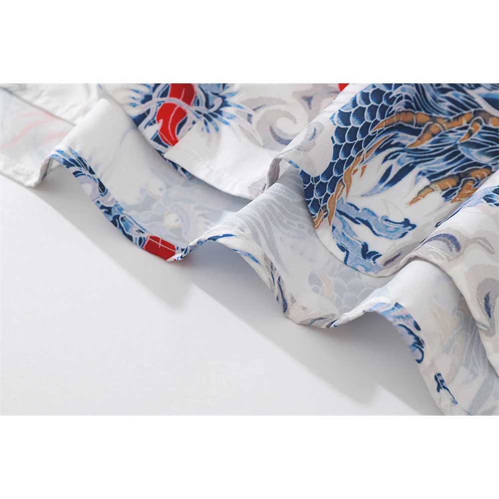 Black Dragon Mens Full Print Retro Shirt Button Mens Street Shirt Mens Top X250410