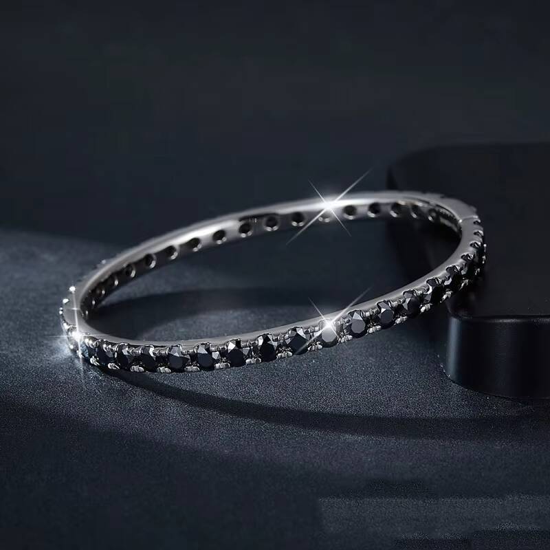 Fine Jewelry Anklets Bangle White Gold Plated 18k White Glod Iced Out Black Moissanite Tennis Bracelet for Men Women