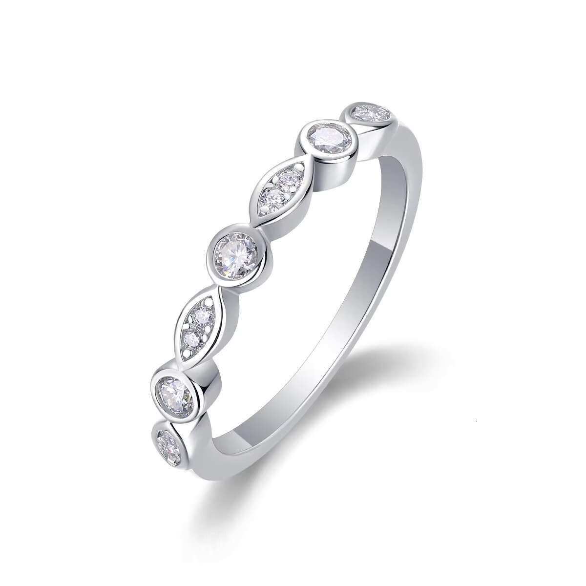 Minimalism S925 Sterling Silver Plated 18k White Gold Evil Eye Ring Fashion Jewelry Inlay Moissanite Geometry Ladies Casual Ring