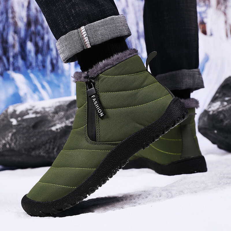 New Large Size Snow for Men Outdoor Thickened Warm Shoes with Zipper and Fleece Winter Men's Cotton Boots lightweight comfortable