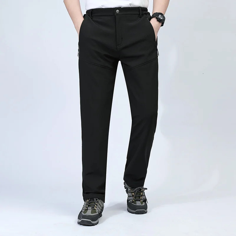 Men Autumn Winter Fleece Warm Casual Overalls Outdoor Sport Stretch Breathable Trousers Soft Comfortable Fabric Long Pants 251106