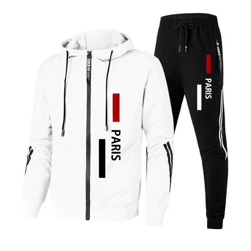 Fashion Mens Tracksuit Printed Casual Zip Jacket Coat Sports Jogging Mens Clothing Autumn Winter Single Piece Hooded Tops Pants W251110