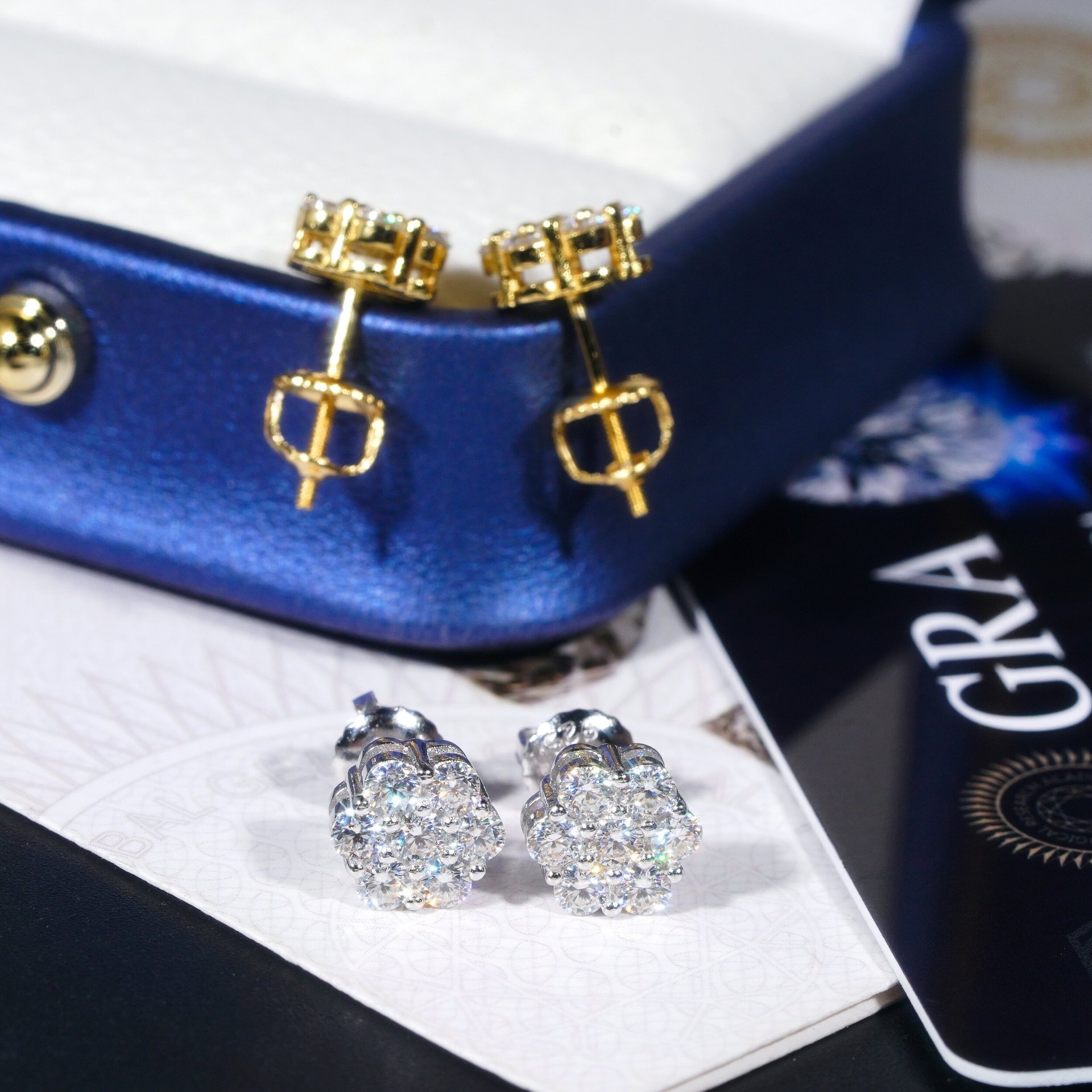 8.0mm hip-hop creative flower style 925 silver moissanite mens and womens hip-hop earrings with personalized accessories