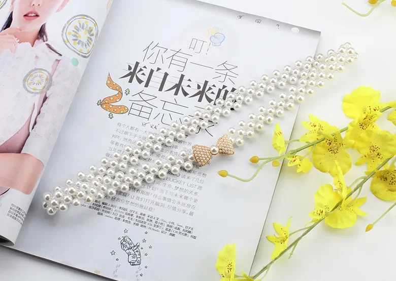 New Fashion Thin Belt Simulated Pearl Elastic Waist Belt Warm Dress Leather Decoration Fashion Girl Gift Belt X250410