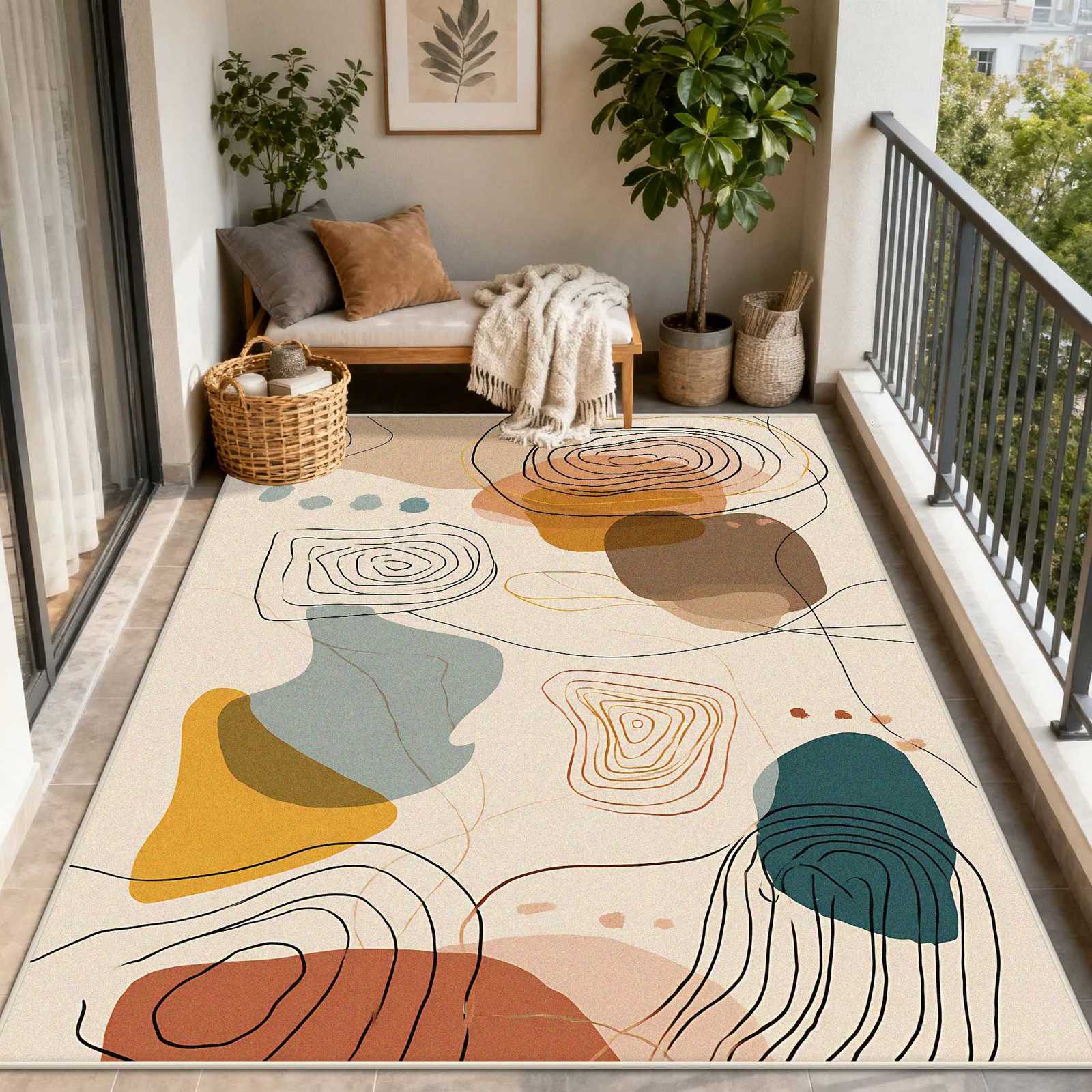 Nordic Abstract CARPET FOR LIVE ROOM Striped Home Decoration Balcony Outdoor Rugs Washable Antiskid Lounge Floor Mats Bedside Y251110
