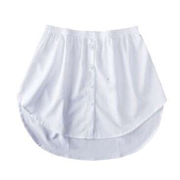 Versatile Shirt with Fake Hem for and Base Layering Plaid Skirt