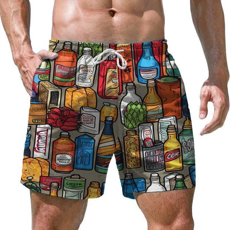 Retro and fun 3D printed mens shorts quick drying swimming shorts casual beach shorts oversized sports shorts trending mens clothing X250410