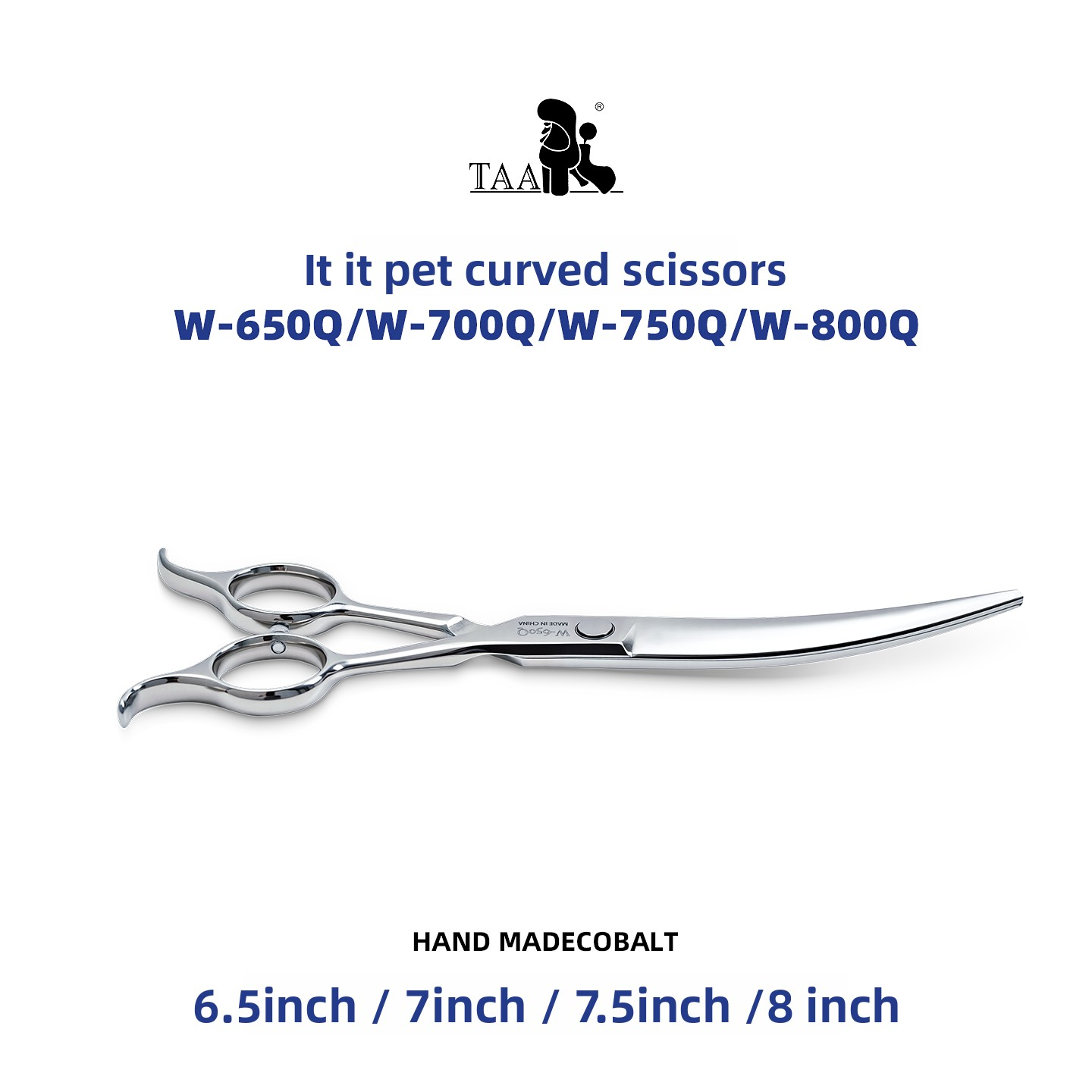 Professional Pet Curved Scissors, 6.5-8 Inch Handmade Cobalt Stainless Steel Dog Grooming Shears for Pet Grooming Salons & Home Use