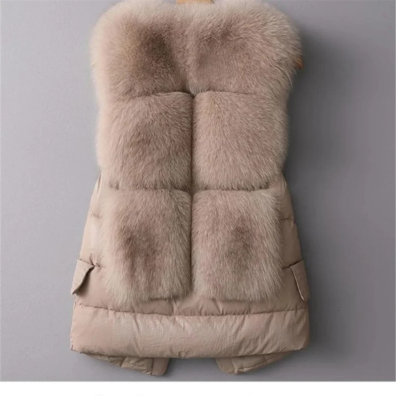 Vest Coat Autumn Short Down Jacket Women I Fox Fur Female Winter Wear OutCoat waistcoat Sleeveless 251110
