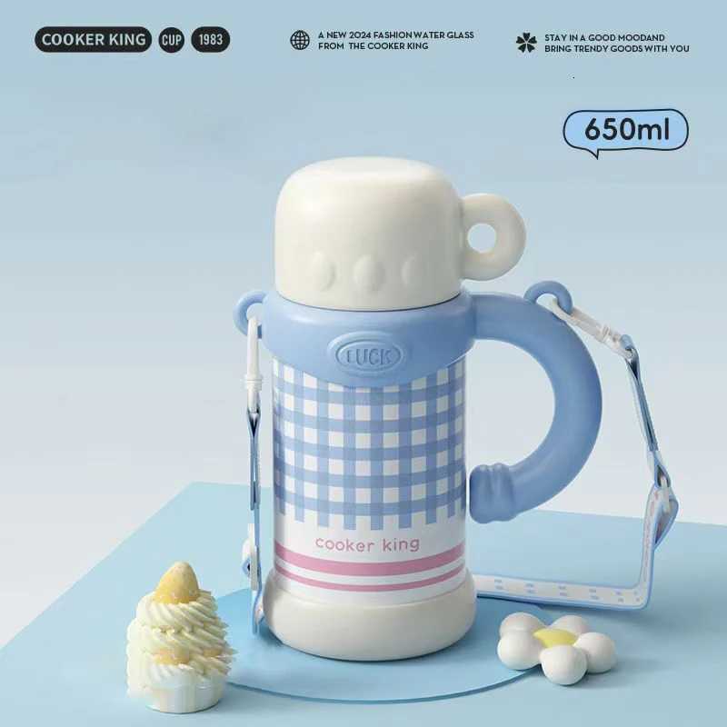 Fashionable cup Fashionable cup in Stock Thermos g 316 Stainless Steel Children Straw Cup with Handle He Coffee Cup Outdoor Travel Water Bottle Y25111