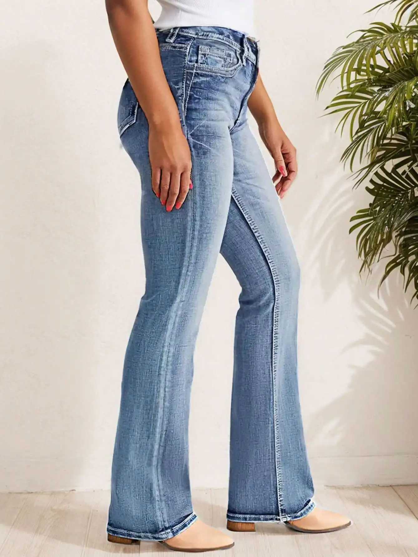 New Womens Casual Button Pocket Jeans - High-Quality Straight-Leg Denim Pants for Everyday Wear - Best-Selling Trendy Jeans for C251110