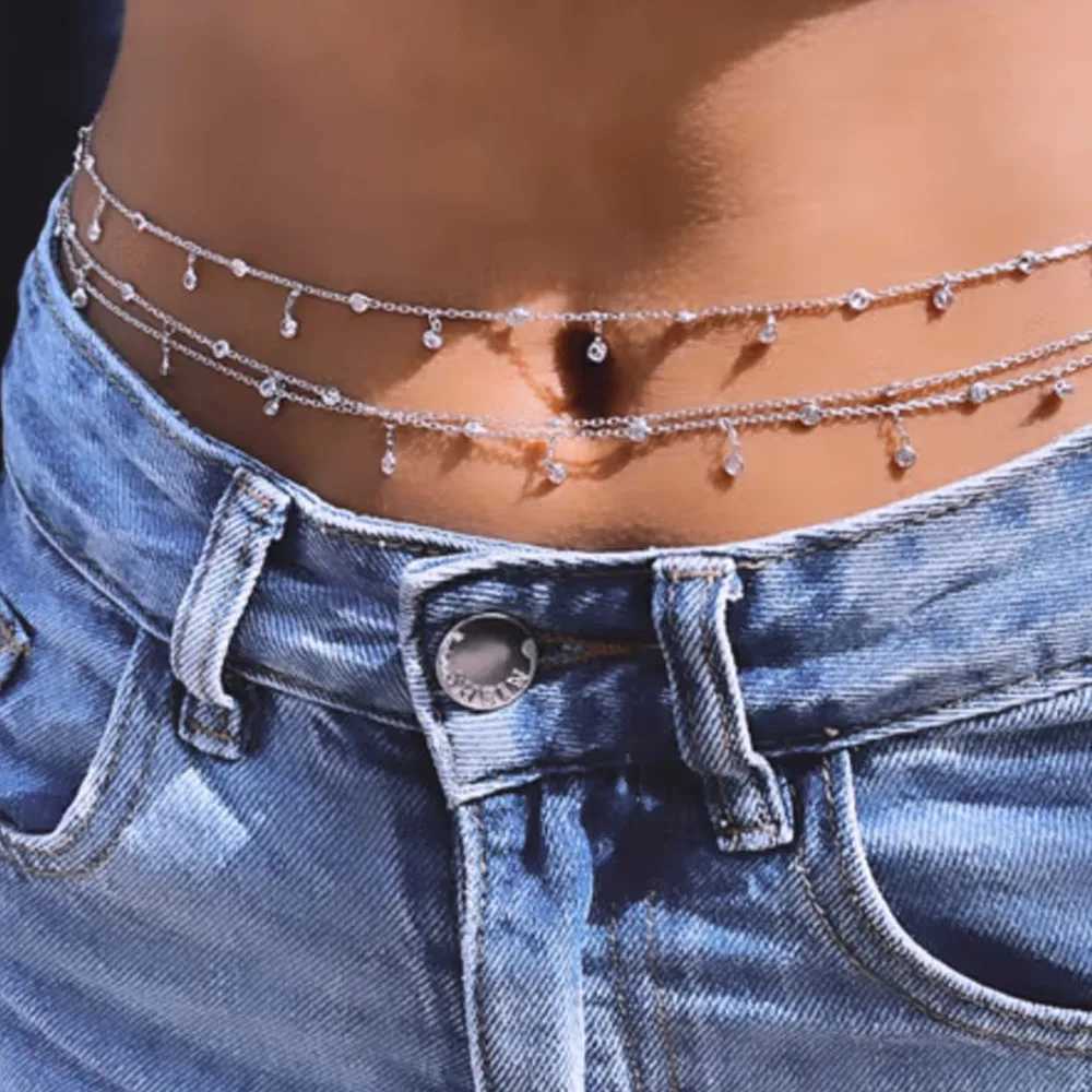Summer Bling dual fringe waist chain suitable for womens sexy belts crystal bikini accessories jewelry charm designer luxury gifts X250410
