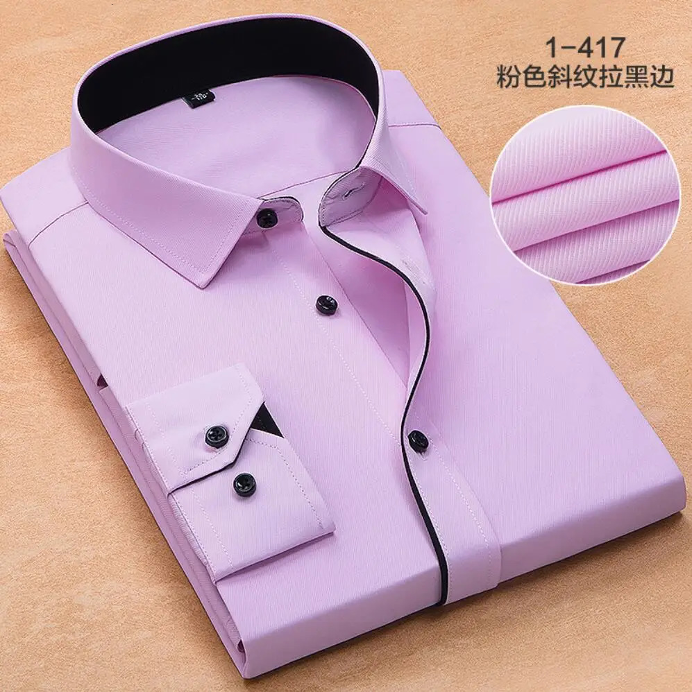Autumn Spring shirt mens pocket plus size 8XL 9XL 10XL 12XL formal office shirt business cotton shirt blue pink 250410