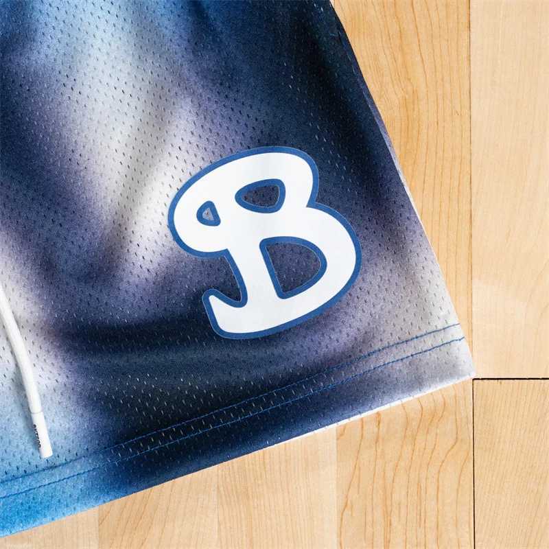 New summer pigment mixed color mesh basketball shorts for men quick drying loose sports shorts casual running beach shorts X250410