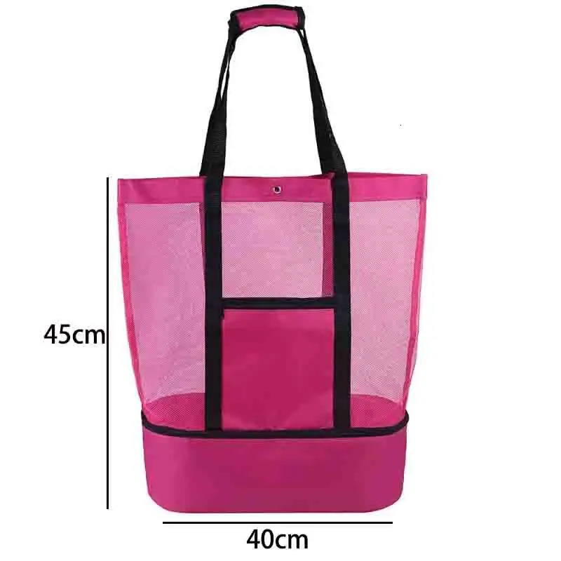 Mesh Transparent Doublelayer Storage High Capacity Shopping Waterproof Bags Tote Portable Heat Preservation Picnic Beach Bag 251110