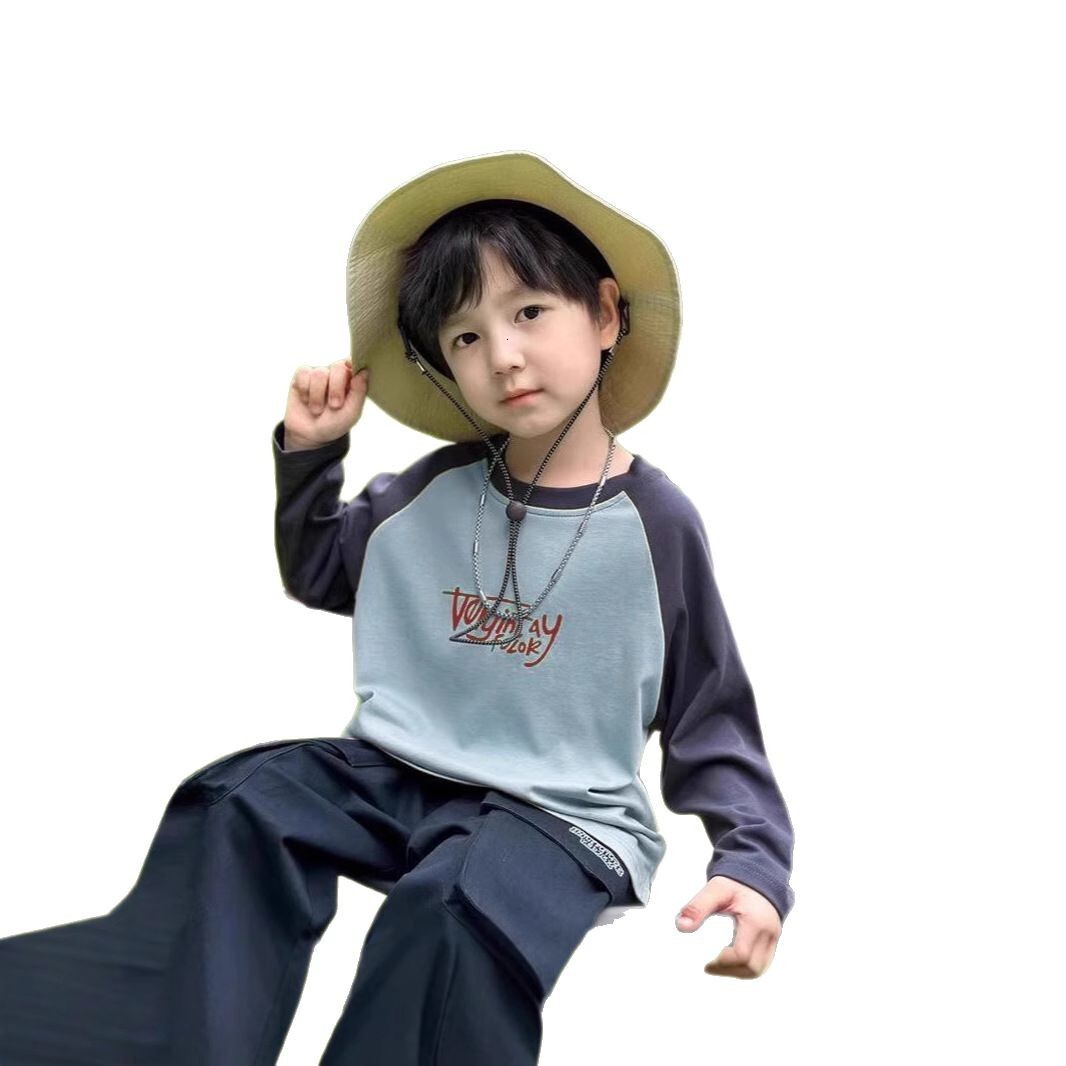 GS- Ddmyshoesvip Boys Clothing Middle Large Children S Bottom Shirt Long Sleeve T Shirt Versatile Two Piece Set Spring And Autumn Trendy