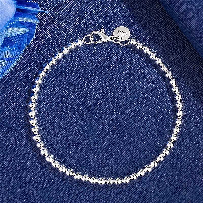 925 Sterling Silver Charm Bracelet for Women 4mm Beads Chain Popular Brands Jewelry Wedding Party Christmas GiftsT251110