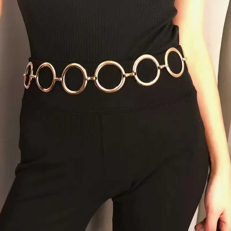 New metal round chain waist belt suitable for warm gold silver round waist chain Fem girl adjustable thin waist belt dress accessories X250410