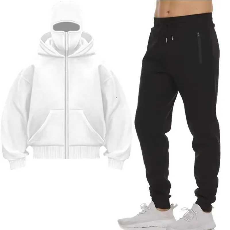 Mens Y2K Autumn/Winter Fashion Warm Hoodie Set Designer Hooded Jacket Pants Two-Piece Jogging Sportswear for Motorcycle Ridin W251110