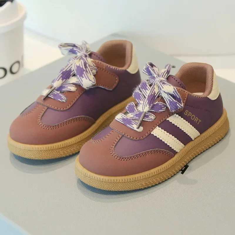 Sewing Thread Color Blocked Childrens Casual Shoes Outdoor New Fashion Kids Non Slip Soft Thick Sole Shoes Round Toe Lace UpT251110