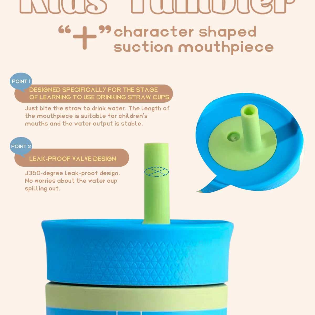 Fashionable cup Owalaa kids Water bottlesmall cup 12oz 355ML with strawsuitable for kidsStudentcampingindoor and Outdoor use Y251110