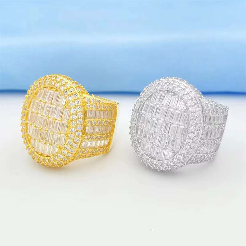 Luxury 925 Sterling Silver Ring Gold Plated Moissanite Engagement Rings Jewelry Women Men