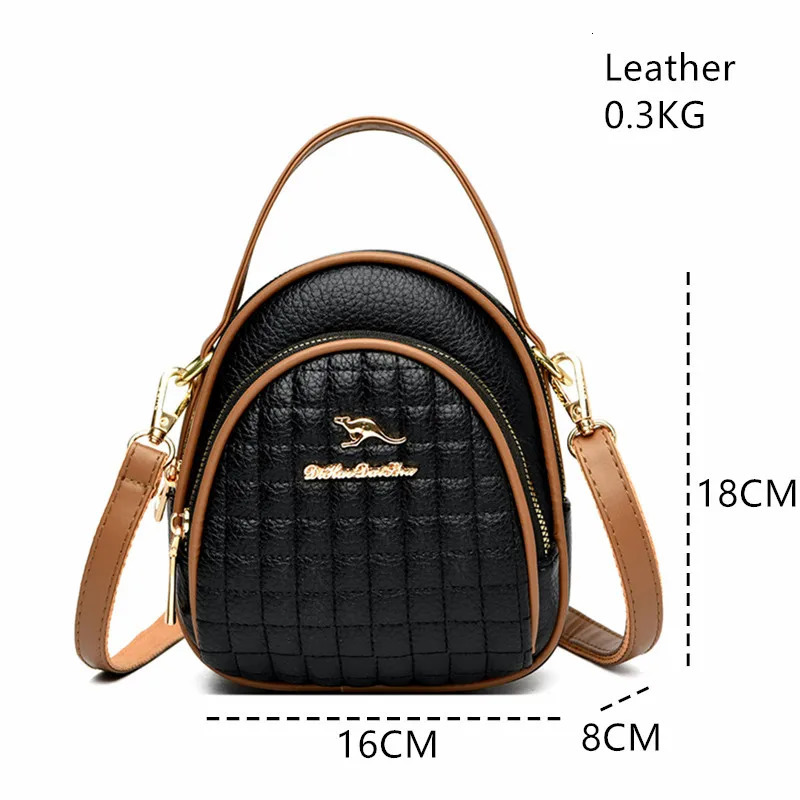 Casual Women Shoulder Messenger Bag Fashion Color Blocking Leather Multi Layer Zipper Handbags Lady Travel Mobile Bag and Wallet R251110