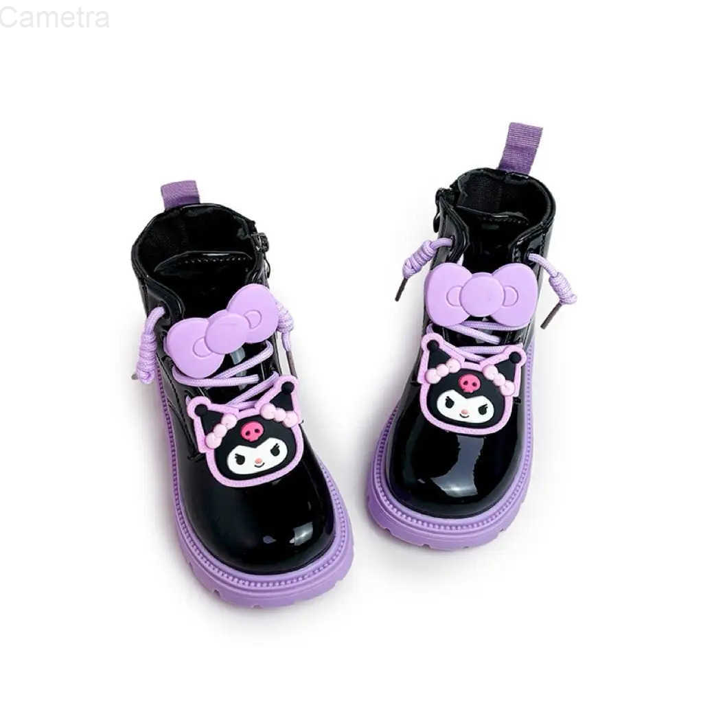 Sanrio Kids Princess Shoes Cute Kuromi Soft Sole Girls Leather Boots Comfort Non-Slip Autumn Winter New Children Short Boots H251110