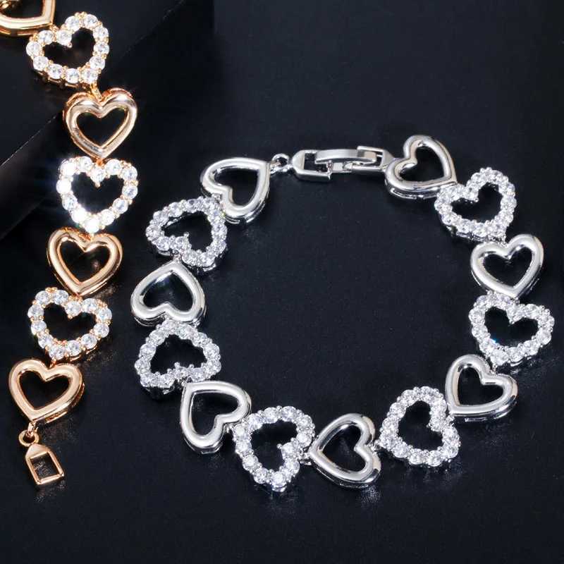 CWWZircons Romantic 585 Gold Plated Cubic Zircon Bracelet for Women Love Heart Trendy Wristband Girlfriend Gifts Jewelry CB204T251110