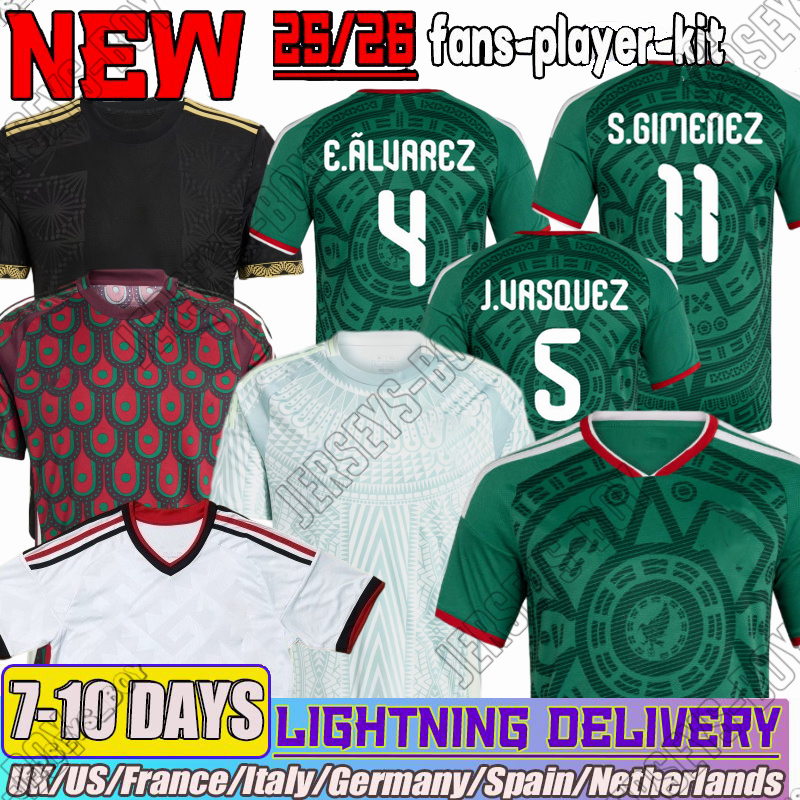 25 24 Mexico Jerseys Kit S.GIMENEZ E.ALVAREZ J.VASOUEZ 2025 football E.LIRA R.HUESCAS A.MALAGON M.RUIZ Men Kids fans player kit