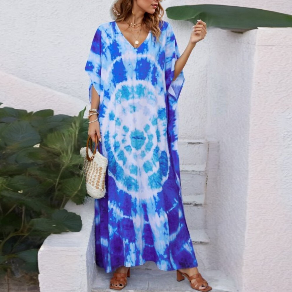Printed Holiday Robe Gown Loose Size Bikini Beach Skirt