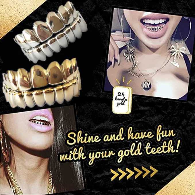 New Arrival SowSmile Hiphop gold and silver genuine silicone gel stuck on the denture cover Teeth Grillz Z250410