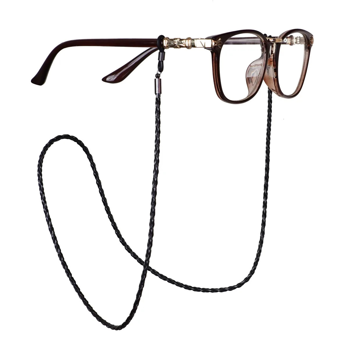 Thick twisted sunglasses leather rope chain multicolor reading glasses outdoor sports anti slip accessories 250410