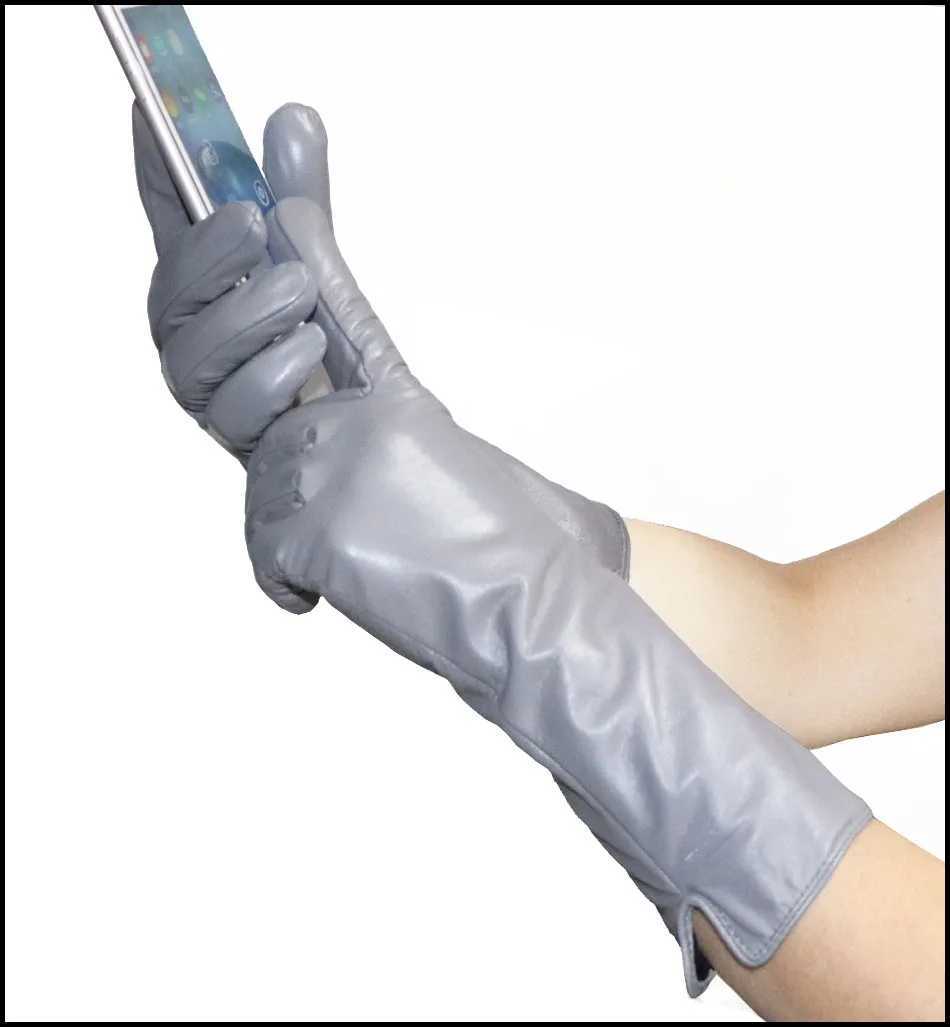 Leather Gloves Womens Sheepskin Mid-length Plus Velvet Thickened Winter Warmth Color Touch screen Authentic 2025 New style L251110