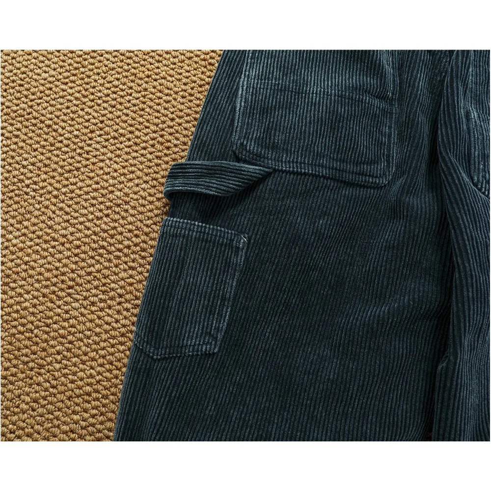 Heavy cotton corduroy casual pants for men in autumn and winter multi-pocket loose straight Japanese retro woodcutting pants 251106