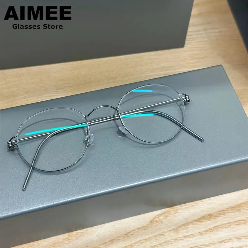 High quality retro round screw free frame for men and women Korean ned ultra light glasses 250410