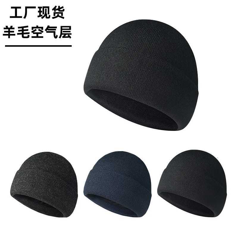 Mens Brimless Beanie Wool Winter Warm Knit Windproof Riding Thick Black Outdoor Woolen Dome Hat Wool Hat 4m873XJ251110