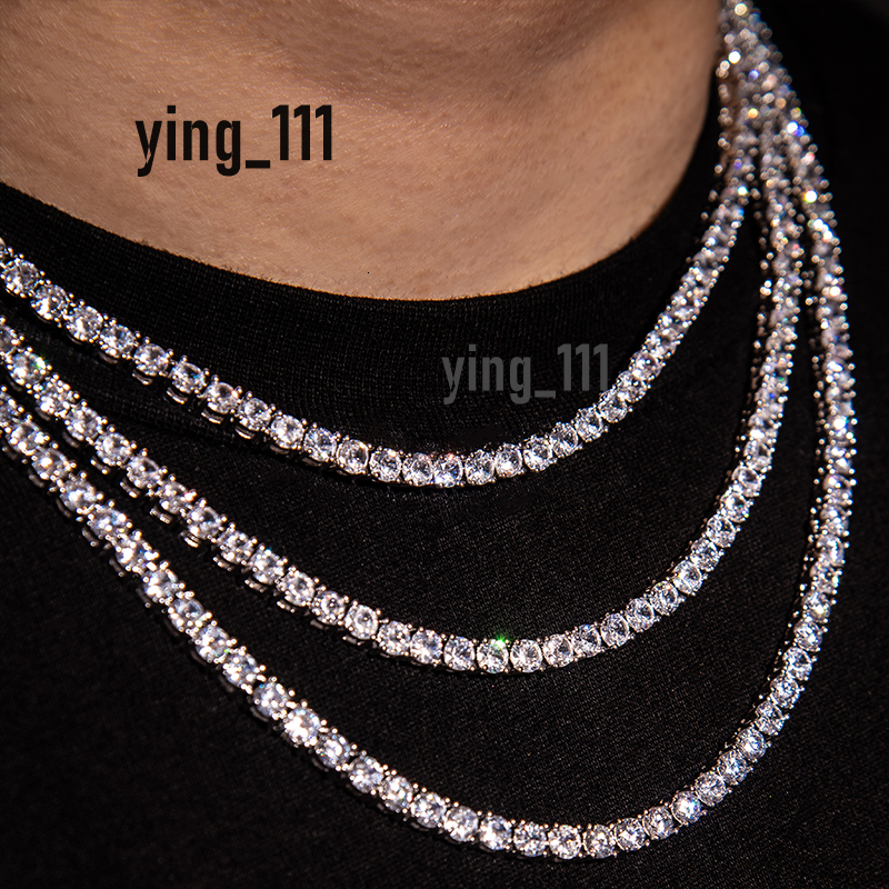 Hip Hop Style round Cut Moissanite Diamond Tennis Necklace 925 Sterling Silver Choker Chain Wholesale Price