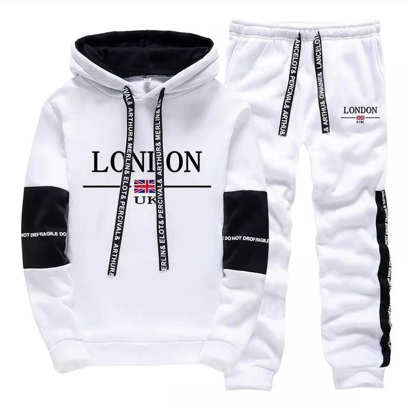 Mens Tracksuit Casual Printing Sweatshirts Daily Sports Jogging Mens Clothing Black White Single Piece Hoodie Pants Sportswear W251110