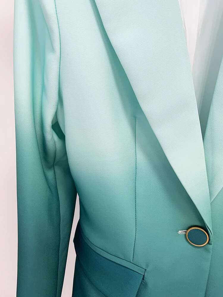 Newest Fashion 2024 Designer Set Women's Single Button Blazer Gradient Color Printed Flare Pants Suit 2Pcs